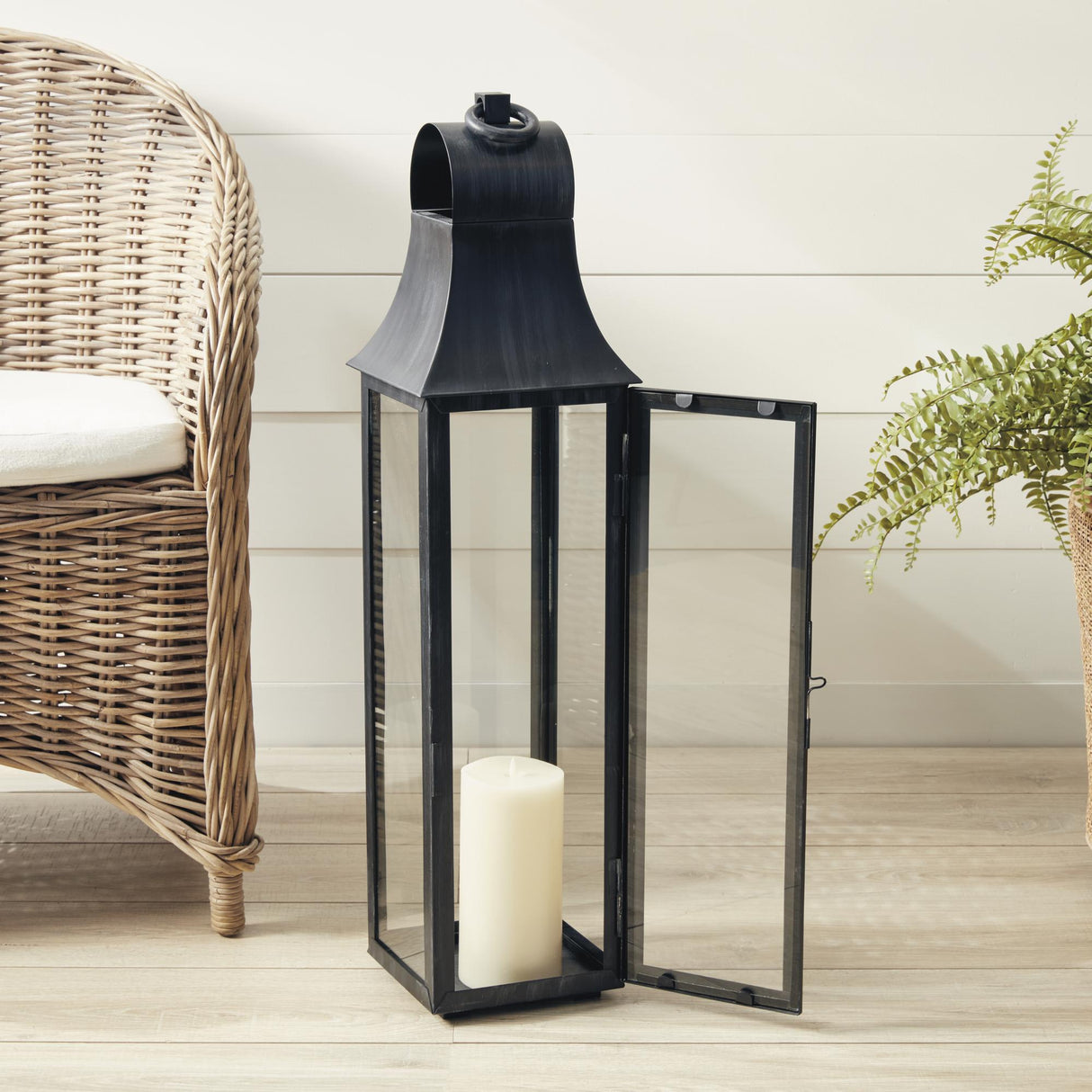 Napa Washed Black GENEVA OUTDOOR LANTERN 33"