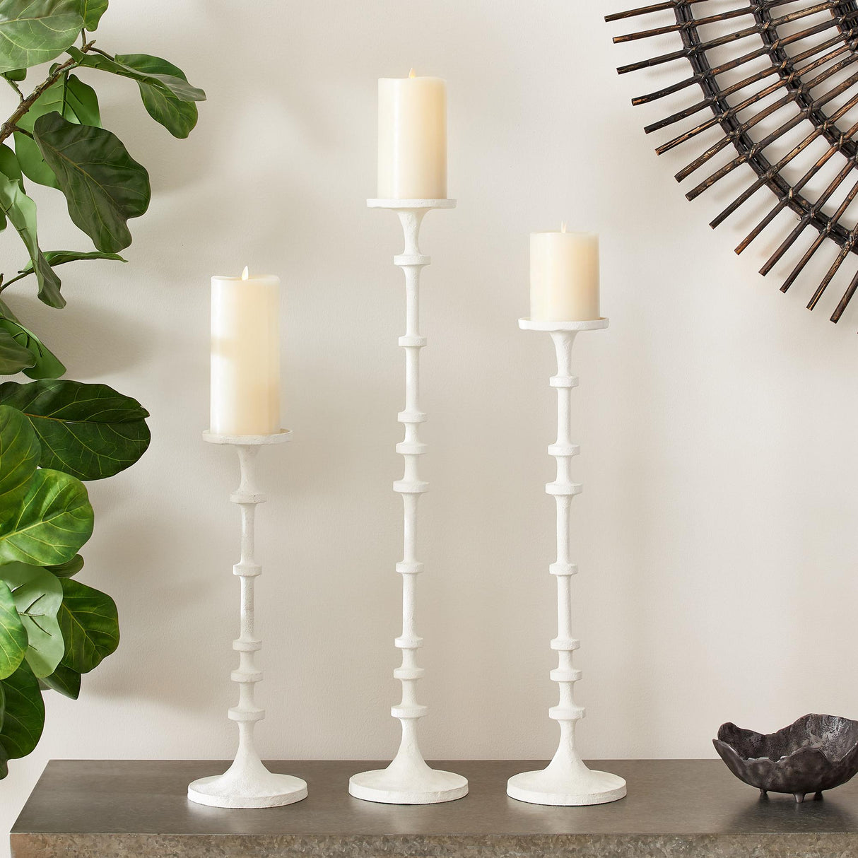 Napa White ABACUS CANDLE STANDS, SET OF 3
