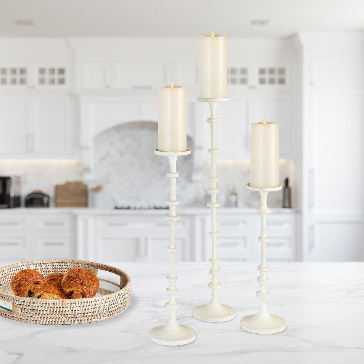 Napa White ABACUS CANDLE STANDS, SET OF 3