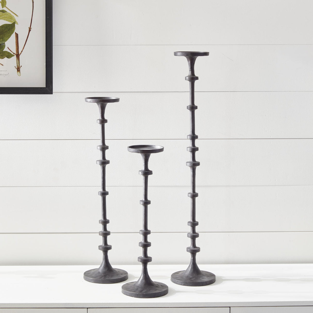 Napa Black bronze ABACUS CANDLE STANDS, SET OF 3