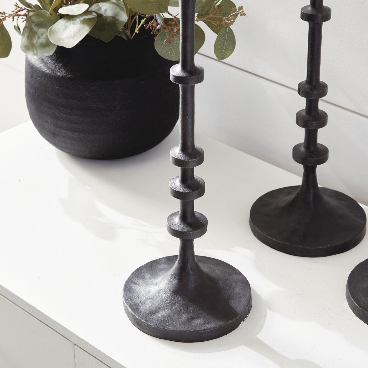 Napa Black bronze ABACUS CANDLE STANDS, SET OF 3