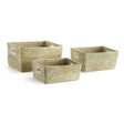 Napa White RIVERGRASS RECTANGULAR STORAGE BASKETS, SET OF 3