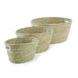 Napa White RIVERGRASS OVAL BASKETS WITH HANDLES, SET OF 3