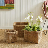 Napa Natural SEAGRASS SQUARE BASKETS WITH CUFFS, SET OF 3