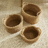 Napa Natural SEAGRASS OVAL BASKETS WITH HANDLES, SET OF 3