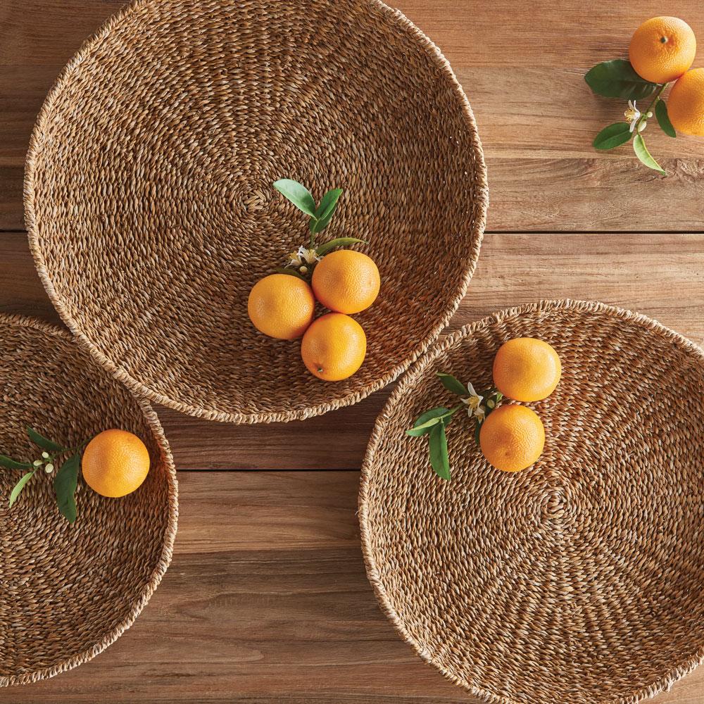 Napa Natural SEAGRASS ROUND TRAYS, SET OF 3