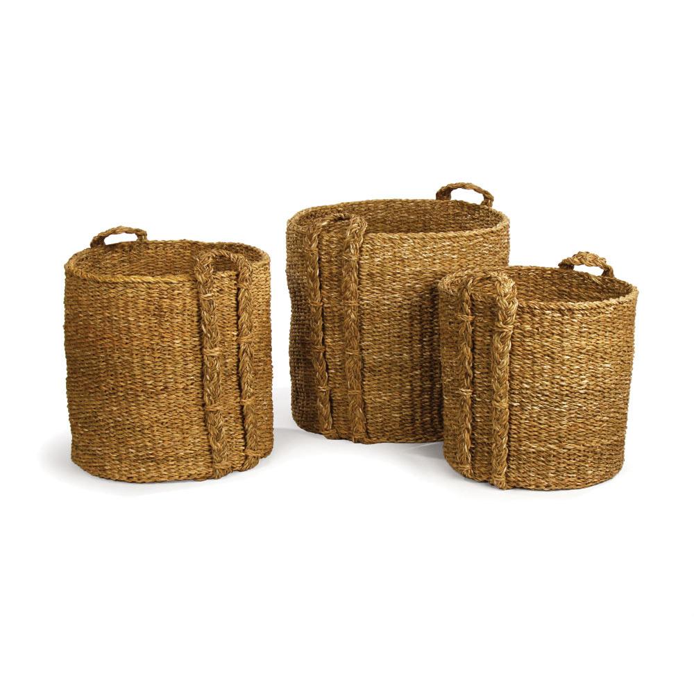 Napa Natural SEAGRASS ROUND BASKETS LARGE, SET OF 3