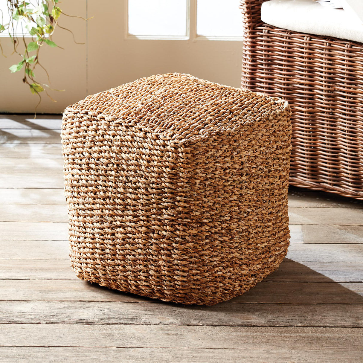 Napa Natural Seagrass Square Pouf