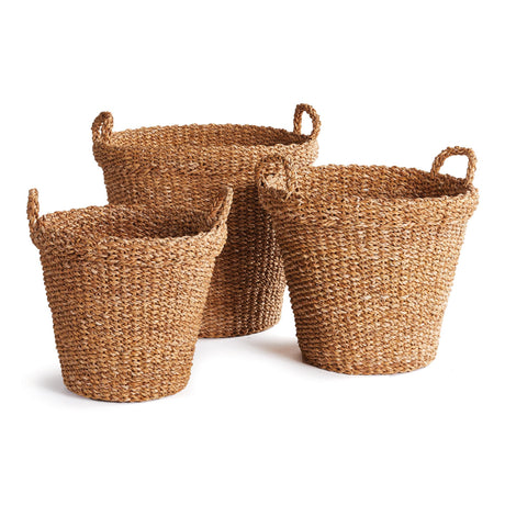 Napa Natural SEAGRASS TAPERED BASKETS WITH HANDLES, SET OF 3
