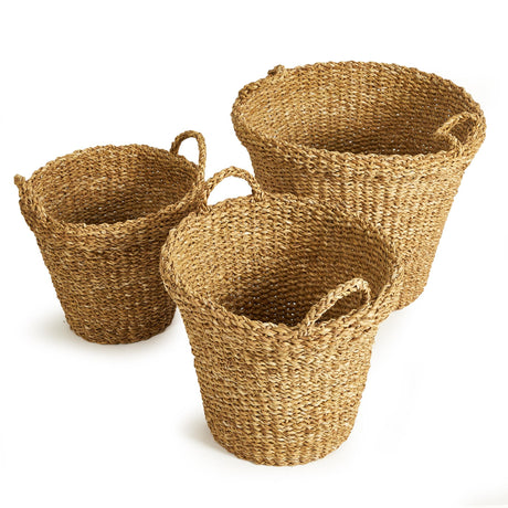 Napa Natural SEAGRASS TAPERED BASKETS WITH HANDLES, SET OF 3