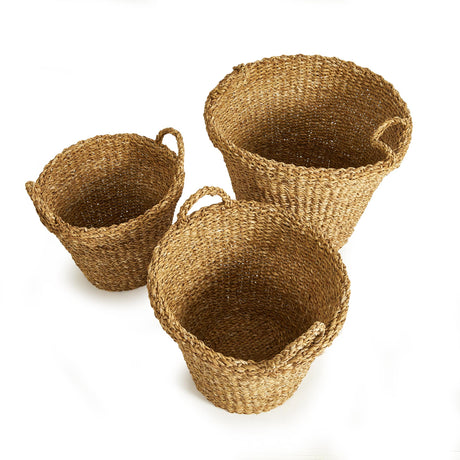 Napa Natural SEAGRASS TAPERED BASKETS WITH HANDLES, SET OF 3