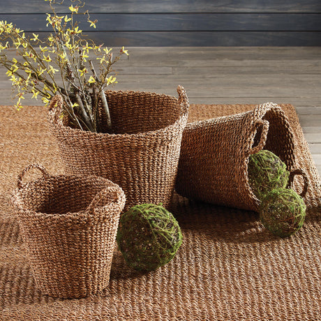 Napa Natural SEAGRASS TAPERED BASKETS WITH HANDLES, SET OF 3