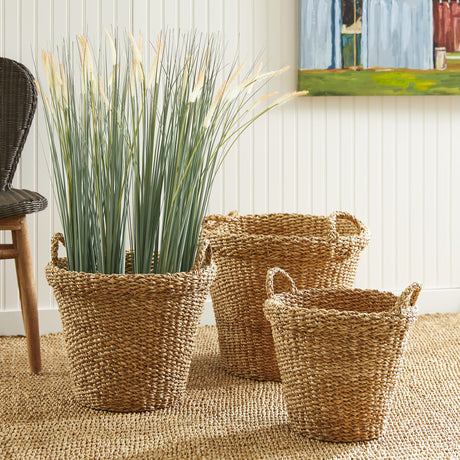 Napa Natural SEAGRASS TAPERED BASKETS WITH HANDLES, SET OF 3