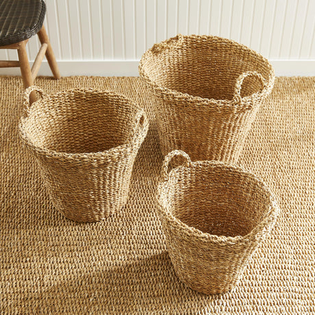 Napa Natural SEAGRASS TAPERED BASKETS WITH HANDLES, SET OF 3