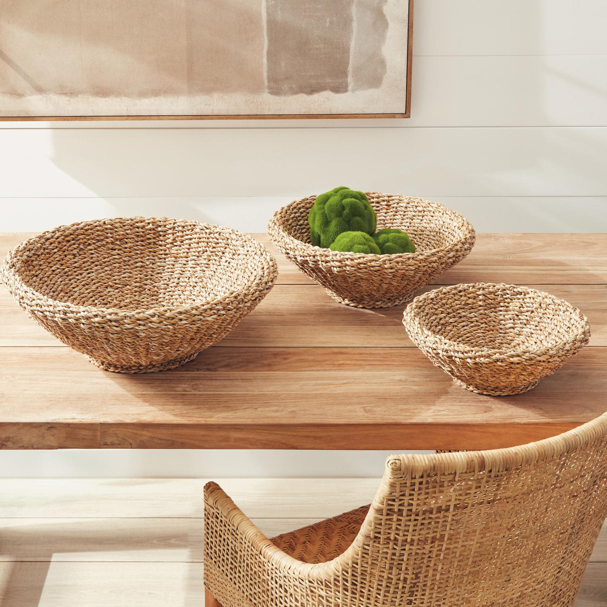 Napa Natural SEAGRASS SHALLOW TAPERED BASKETS, SET OF 3