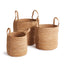 Napa Natural SEAGRASS ROUND BASKETS WITH LONG HANDLES, SET OF 3