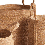 Napa Natural SEAGRASS ROUND BASKETS WITH LONG HANDLES, SET OF 3