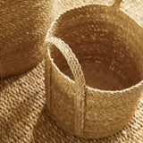 Napa Natural SEAGRASS ROUND BASKETS WITH LONG HANDLES, SET OF 3