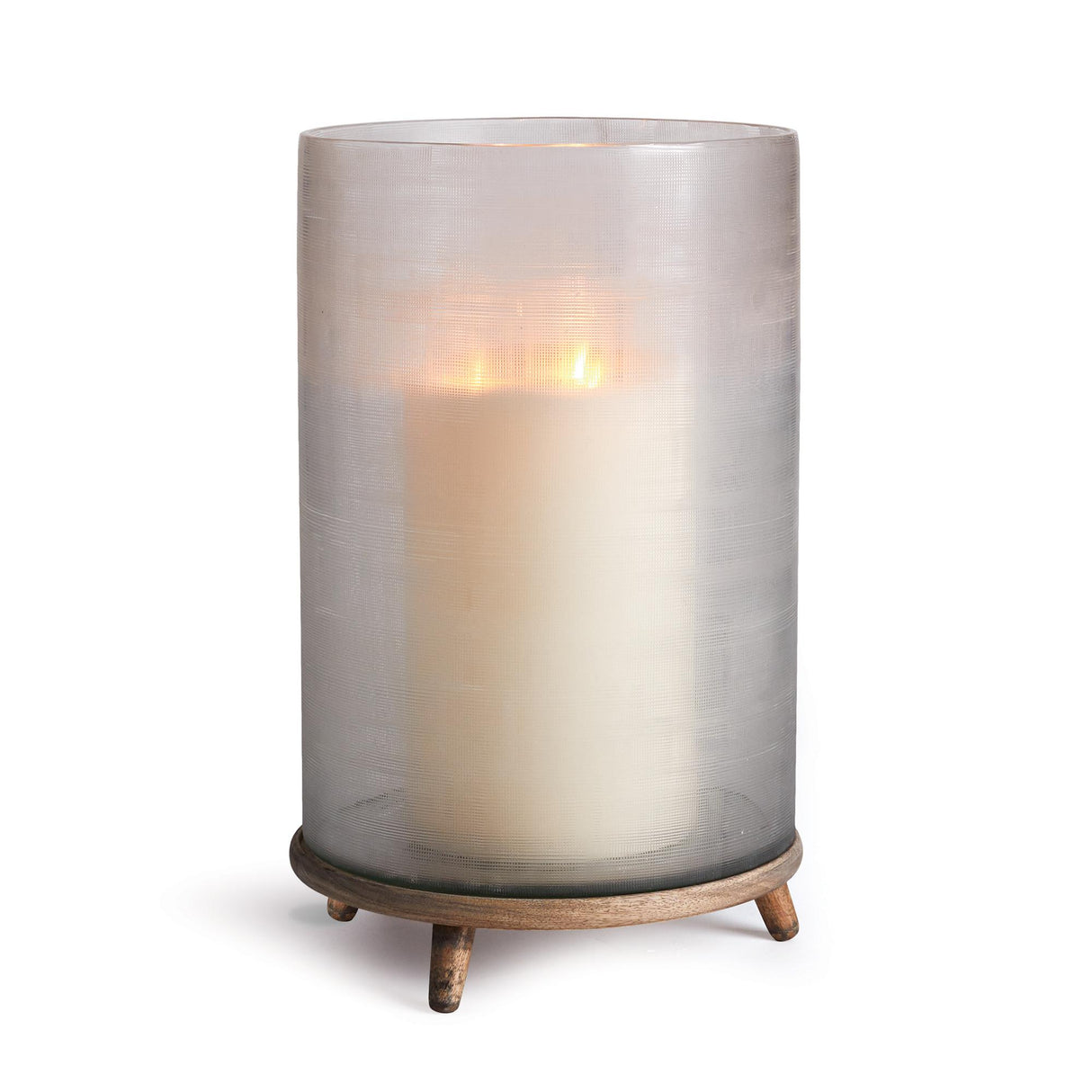 Napa Clear Etched Glass/Washed Gray Wood THATCHER HURRICANE LARGE