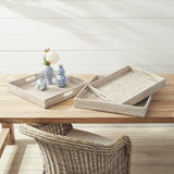 Napa Whitewash BURMA RATTAN OTTOMAN TRAYS, SET OF 3