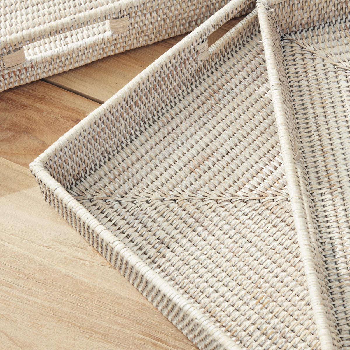 Napa Whitewash BURMA RATTAN OTTOMAN TRAYS, SET OF 3