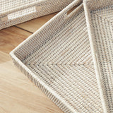 Napa Whitewash BURMA RATTAN OTTOMAN TRAYS, SET OF 3