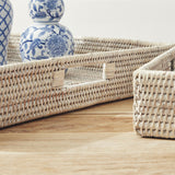 Napa Whitewash BURMA RATTAN OTTOMAN TRAYS, SET OF 3