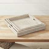 Napa Whitewash BURMA RATTAN OTTOMAN TRAYS, SET OF 3