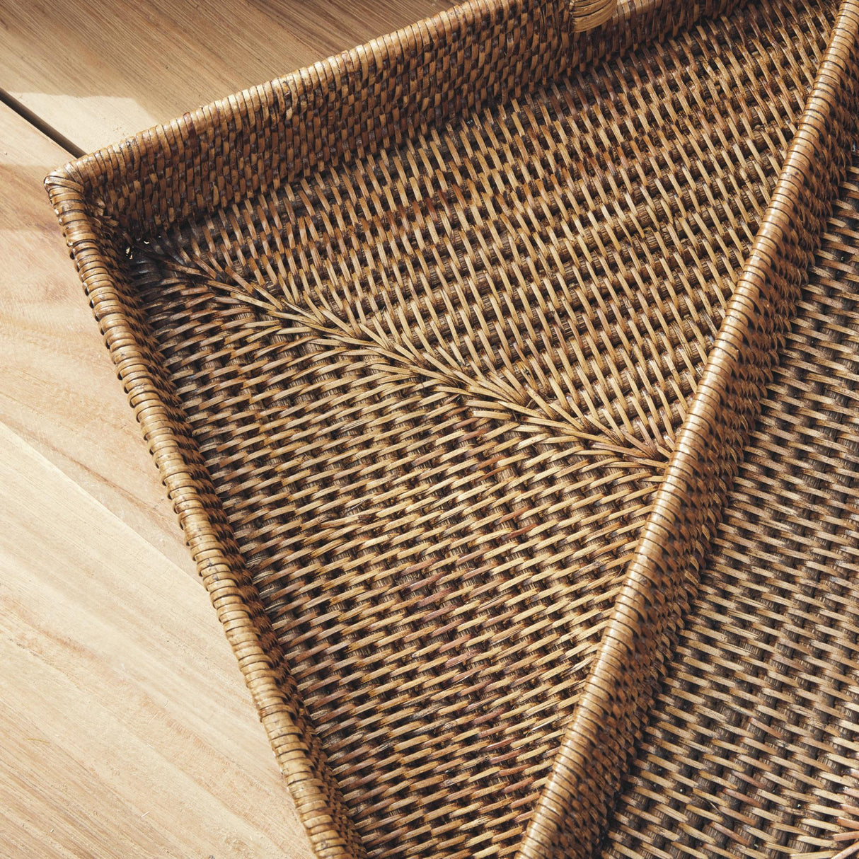 Napa Warm Brown BURMA RATTAN OTTOMAN TRAYS, SET OF 3
