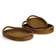 Napa Warm Brown BURMA RATTAN OVAL SERVING TRAYS, SET OF 3