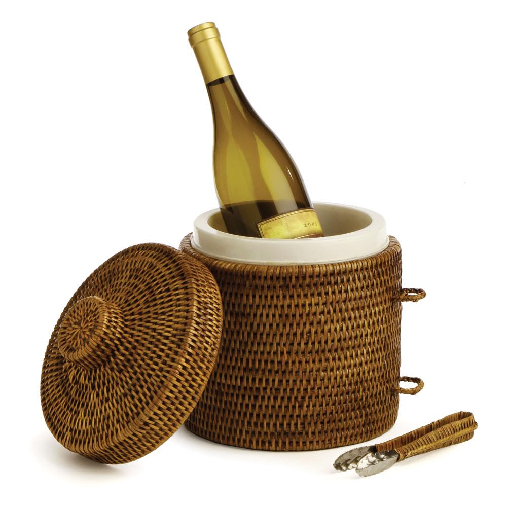 Napa Warm Brown BURMA RATTAN ICE BOX & TONGS