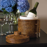 Napa Warm Brown BURMA RATTAN ICE BOX & TONGS