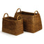 Napa Warm Brown BURMA RATTAN NARROW MAGAZINE BASKETS, SET OF 2