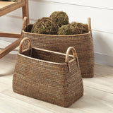 Napa Warm Brown BURMA RATTAN NARROW MAGAZINE BASKETS, SET OF 2