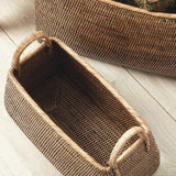Napa Warm Brown BURMA RATTAN NARROW MAGAZINE BASKETS, SET OF 2