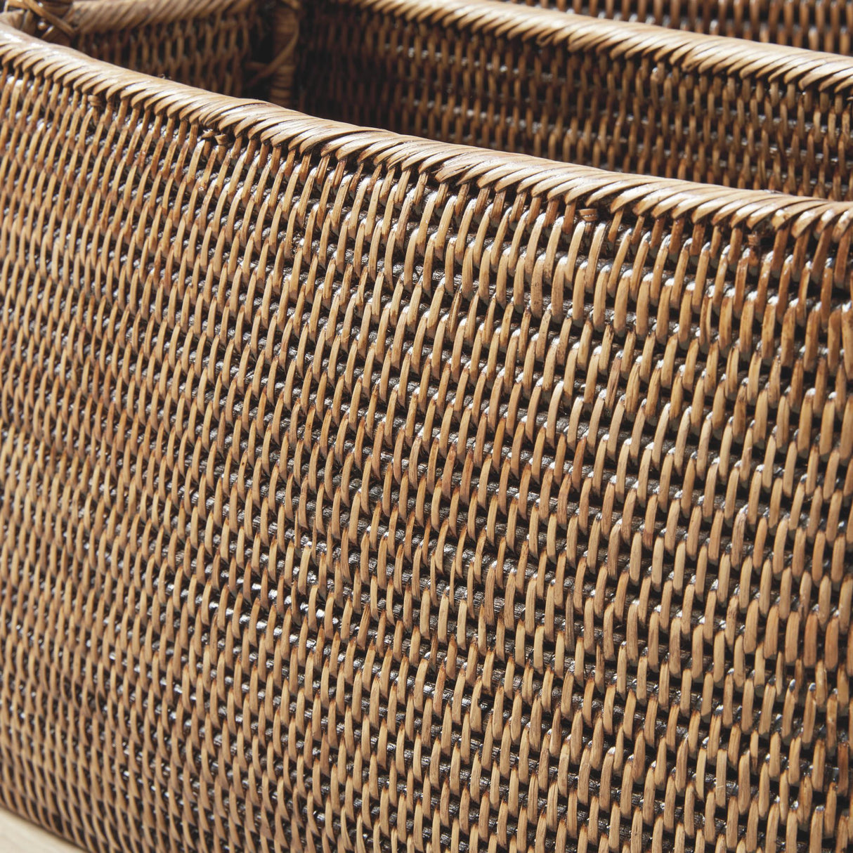 Napa Warm Brown BURMA RATTAN NARROW MAGAZINE BASKETS, SET OF 2