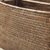 Napa Warm Brown BURMA RATTAN NARROW MAGAZINE BASKETS, SET OF 2