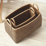 Napa Warm Brown BURMA RATTAN NARROW MAGAZINE BASKETS, SET OF 2