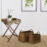 Napa Warm Brown BURMA RATTAN NARROW MAGAZINE BASKETS, SET OF 2