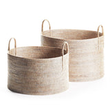 Napa Whitewash BURMA RATTAN HAMPERS WITH HANDLES, SET OF 2