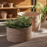Napa Whitewash BURMA RATTAN HAMPERS WITH HANDLES, SET OF 2