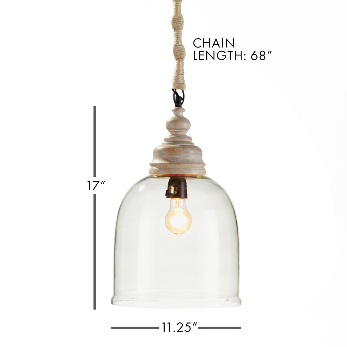Napa Whitewash VINTNER'S CLOCHE PENDANT 17"