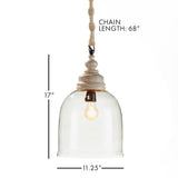 Napa Whitewash VINTNER'S CLOCHE PENDANT 17"