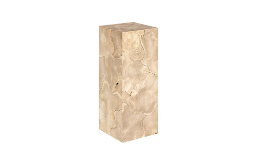 Phillips Collection Teak Slice Pedestal Square Bleached MD Accent