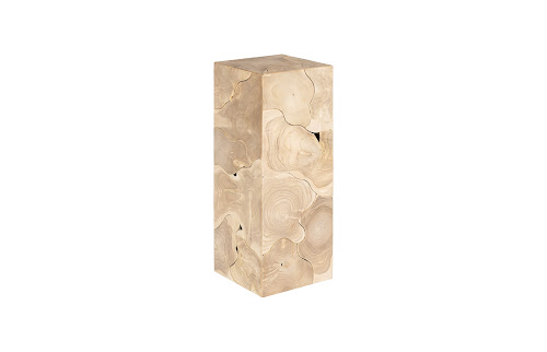 Phillips Collection Teak Slice Pedestal Square Bleached MD Accent
