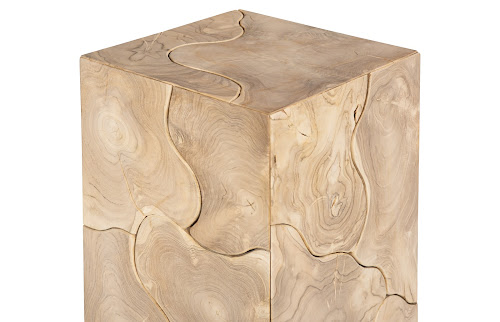 Phillips Collection Teak Slice Pedestal Square Bleached MD Accent