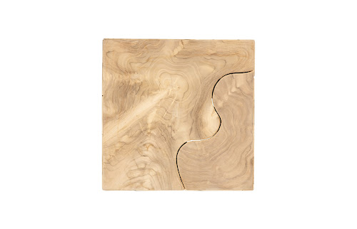 Phillips Collection Teak Slice Pedestal Square Bleached LG Accent