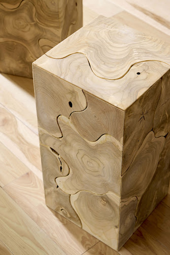 Phillips Collection Teak Slice Pedestal Square Bleached LG Accent