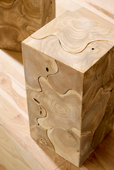 Phillips Collection Teak Slice Pedestal Square Bleached LG Accent