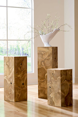 Phillips Collection Teak Slice Pedestal Square Bleached LG Accent